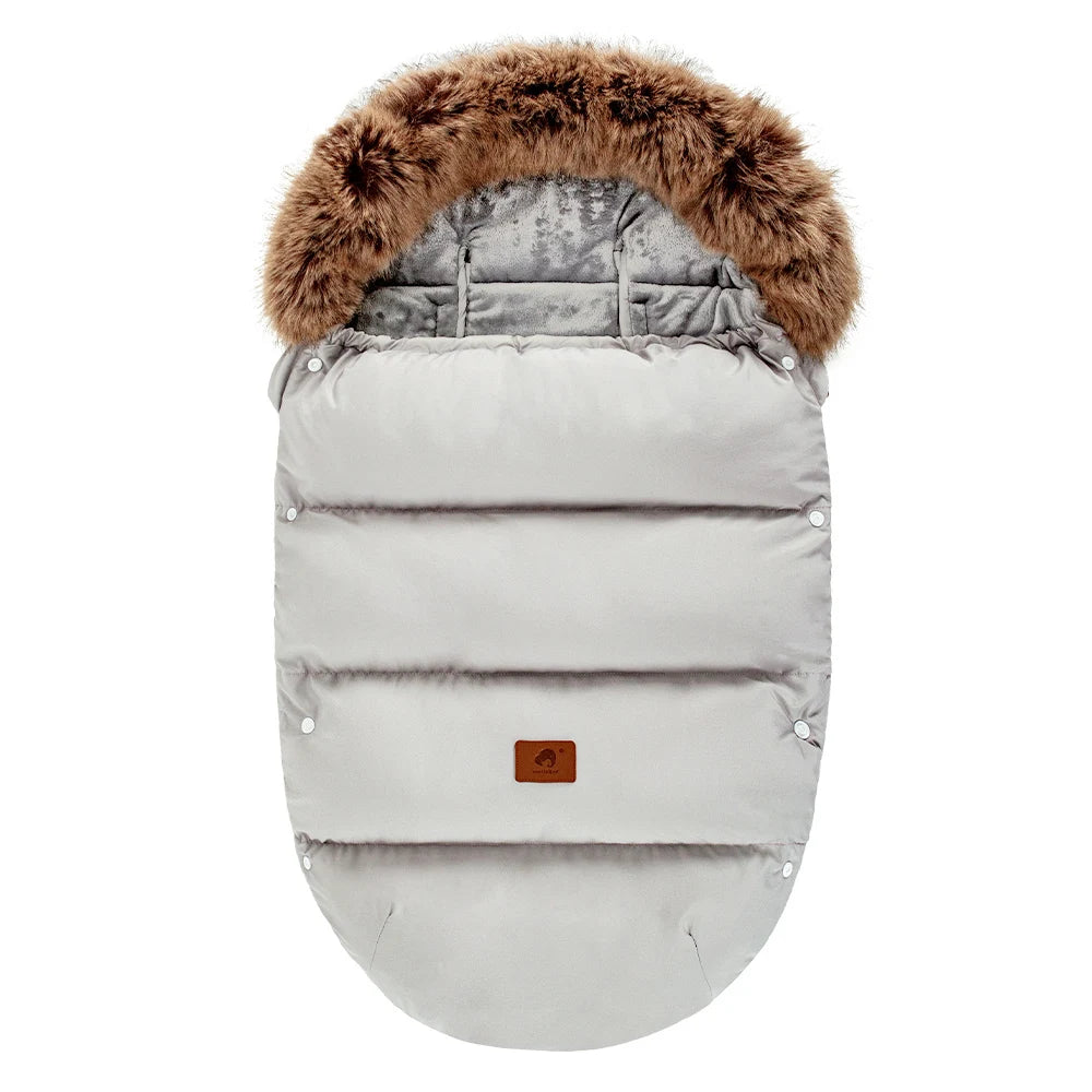Stroller Footmuff Outdoor Winter Baby Warm In Pram Removable Thicker Windproof Fur Collar Baby Envelope Stroller Accessories