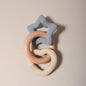 Silicone Star and Heart Teether with Teething Wooden Ring Baby Rattle Toy