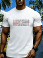 Summer men's 100% pure cotton casual fashionable loose retro compass mountain pattern printed round neck short sleeved T-shirt