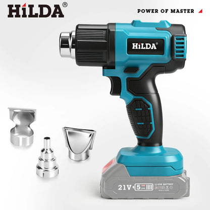 HILDA Cordless Handheld Hot Air Gun With Nozzle For Shrink Wrap PVC Welding Paint Removing DIY Craft Repair For Makita Battery