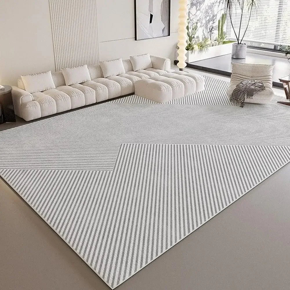 VIKAMA Wabi-Sabi Style Striped Rug Living Room Sofa & Coffee Table Mat Non-Slip & Easy-Care Bedroom & Office Rug Home Decor