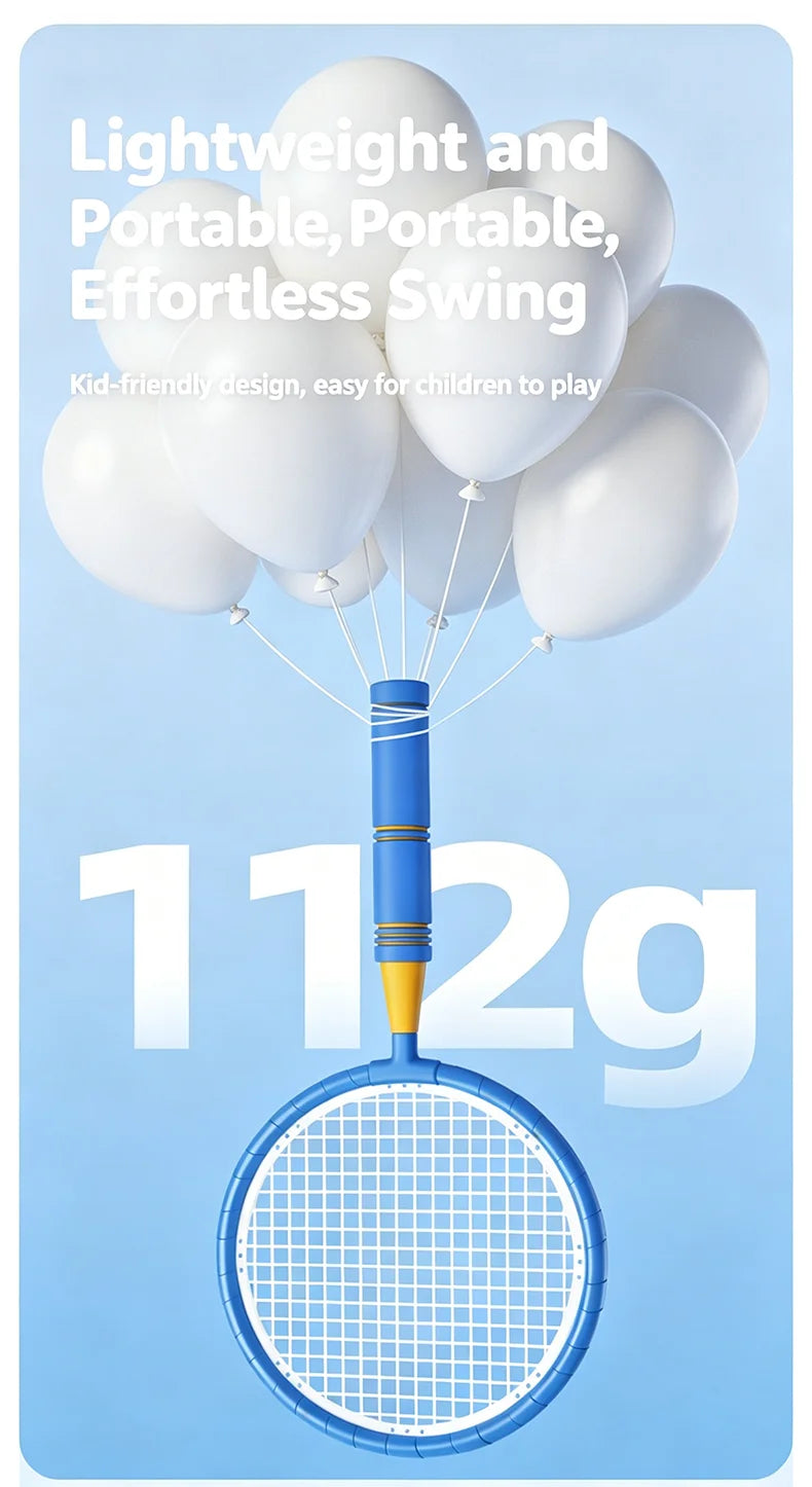 Badminton and Tennis Racket Kid 4in1 Sports Toy Hand Eye Coordination Gifts for Reflex Training Beginners Outdoors Beach