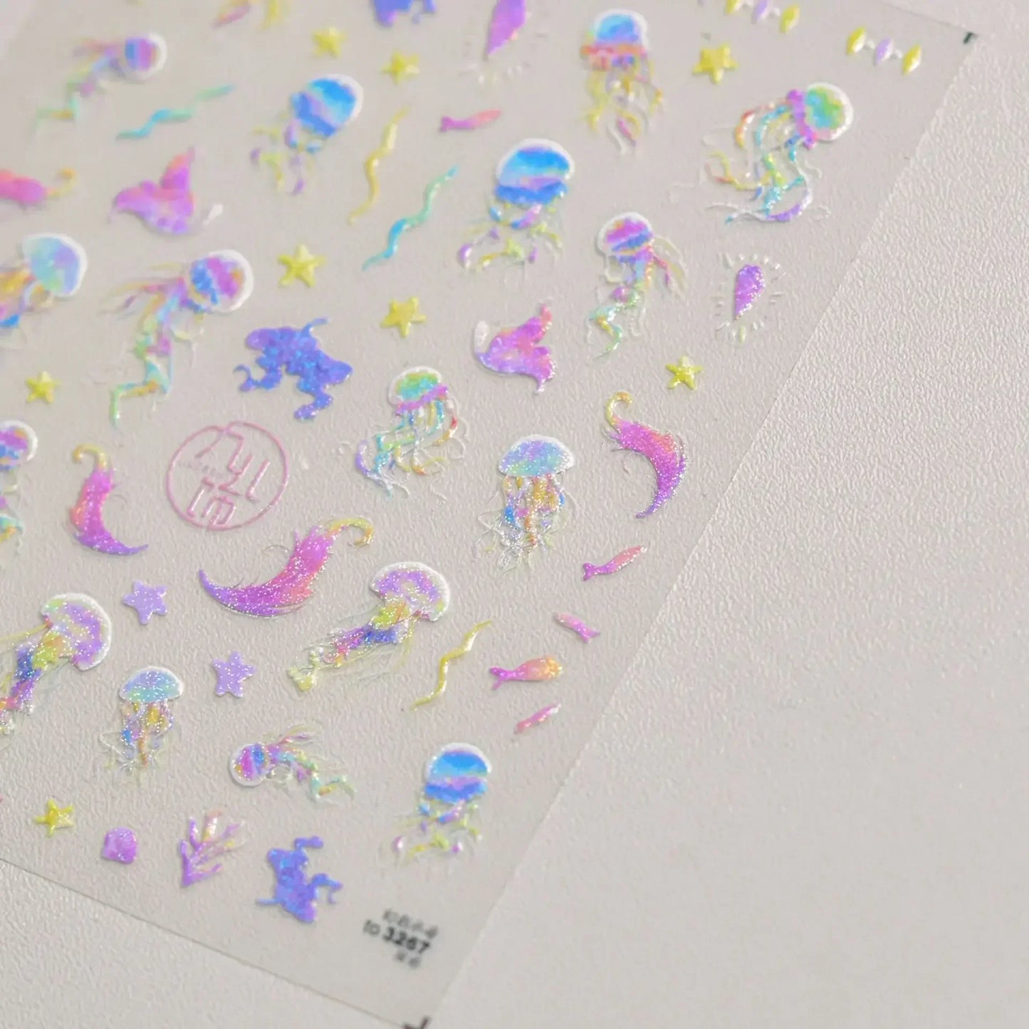 Colorful Bagful Jellyfish Bubbles Swimming Rings Rainbow Stars Ocean Starfish Self Adhesive 5D Nail Art Sticker Manicure Decal