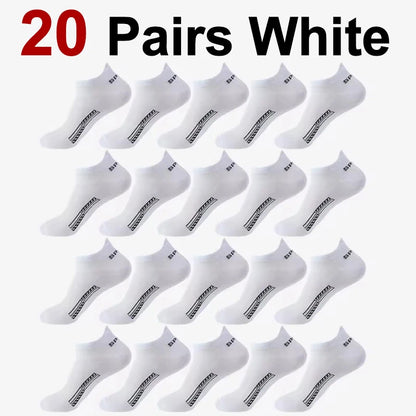 5/10/20 Pairs Men Solid Color Shallow Mouth Socks Spring Summer Mesh Breathable Odor Proof Sweat Absorbing Casual Boat Socks