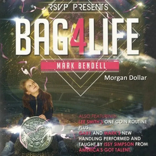 Bag4Life (1 Morgan Dollar and DVD) ) Magic Tricks Satge Close Up Magia Fun Coin Penetration Bag Magie Illusion Gimmick Props