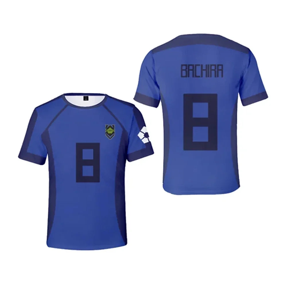 Blue Lock Anime Japanese Isagi Yoichi Football Jersey T-shirt Cosplay Hyoma Chigiri Meguru Bachira Tee Original Children Clothes
