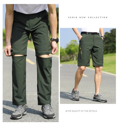 Men's 2 in 1 Convertible Hiking Pant Quick Dry Elastic Outdoor Running Cargo Trouser Summer Waterproof Fishing Camping Plus Size