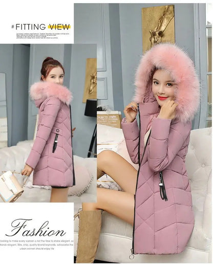 Winter New Fashion Long Cotton-padded Coat Womens Casual Hooded Parkas Womens Winter Jacket Coat Down Jacket Female