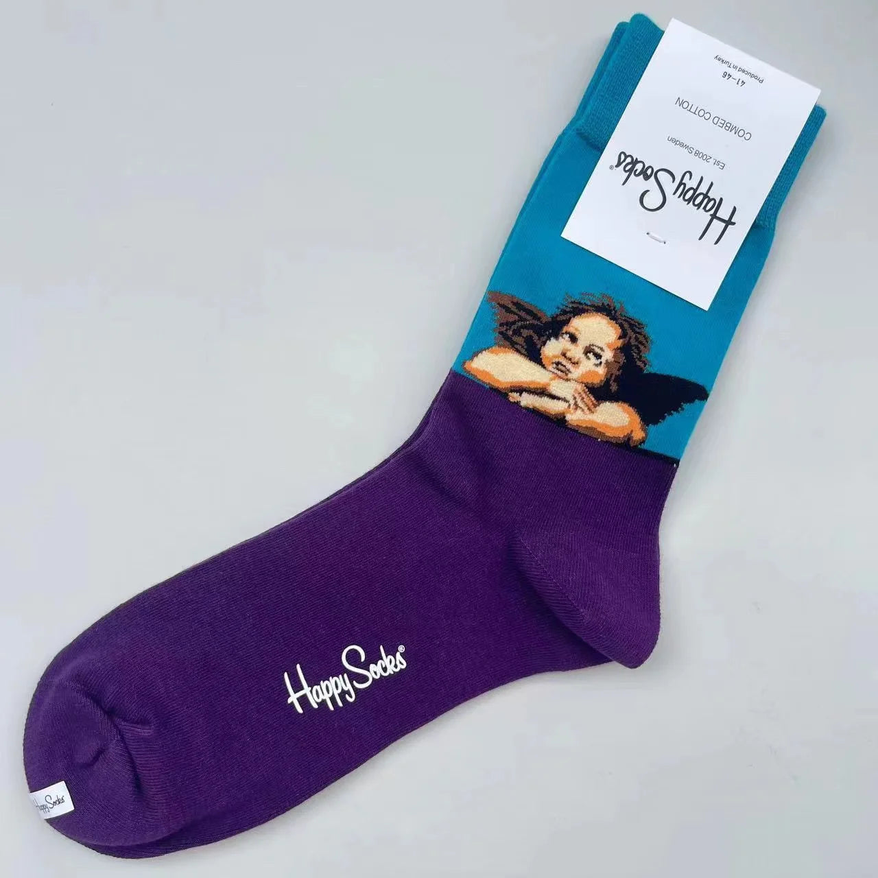 Happy Socks Men's Mid-tube Socks Four Seasons Pure Cotton Classic Socks SIZE 41-46