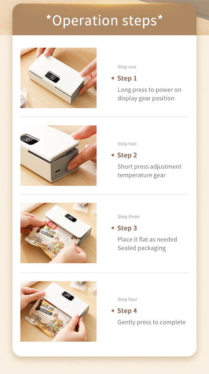 Mini Heat Bag Sealing Machine Plastic Bag Sealer Handheld Thermal Plastic Food Bag Sealing Portable Food Packaging Heat Sealer