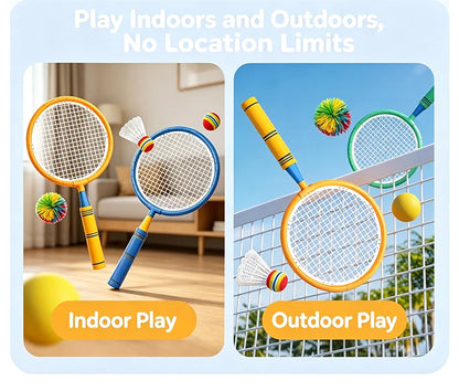 Kids Badminton Racket with Ball Parent-child Indoor Outdoor Sports Toy Training Equipment Children Teens Adult Birthday Gifts