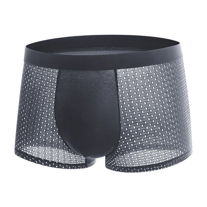 4pcs Men's Underwear Ice Silk Mesh Men Boxershorts Plus Size Panties Solid Sexy Men Boxer Summer Breathable Intimate Underpants