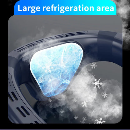 New Portable Neck Fan 5200mAh Neck Air Conditioner Rechargeable Semiconductor Cooling Fan Outdoor Personal Fan Wearable Cooler