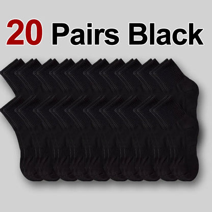 10/20 Pairs Neutral Solid Color Round Neck Socks Spring Summer Sweat Absorbing Breathable Soft Comfortable Couple Sports Socks