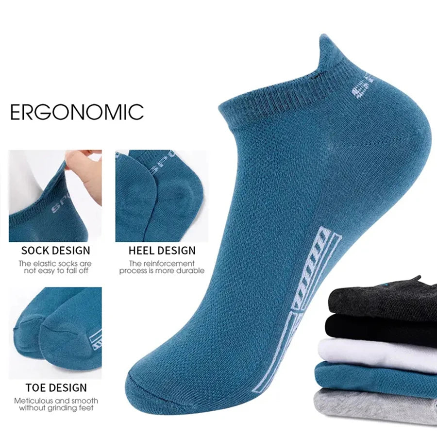 5/10/20 Pairs Men Solid Color Shallow Mouth Socks Spring Summer Mesh Breathable Odor Proof Sweat Absorbing Casual Boat Socks