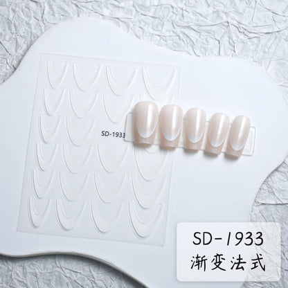 5D Pink White Black Bowknot Ribbon Pearl Sweet Bow Nail Sticker Adhesive Nail Art Decoration Parts Stickers Manicure Decals