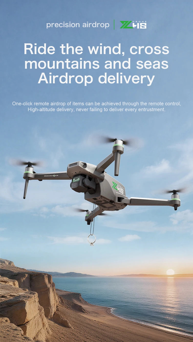 New ZH8 Drone 4KHD with Screen Brushless Flight Airdrop Foldable Large remote control Quadcopter for Aerial Photography FPV Dron