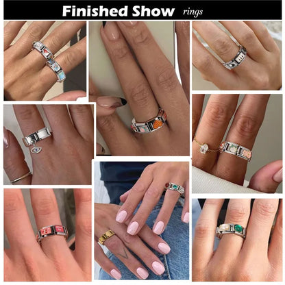 Beautiful Flower Y2K Black Star Dog Heart Pink Italian Charm Link Fit 9mm Stainless Steel Sweet Bracelet Jewelry Making DIY Gift