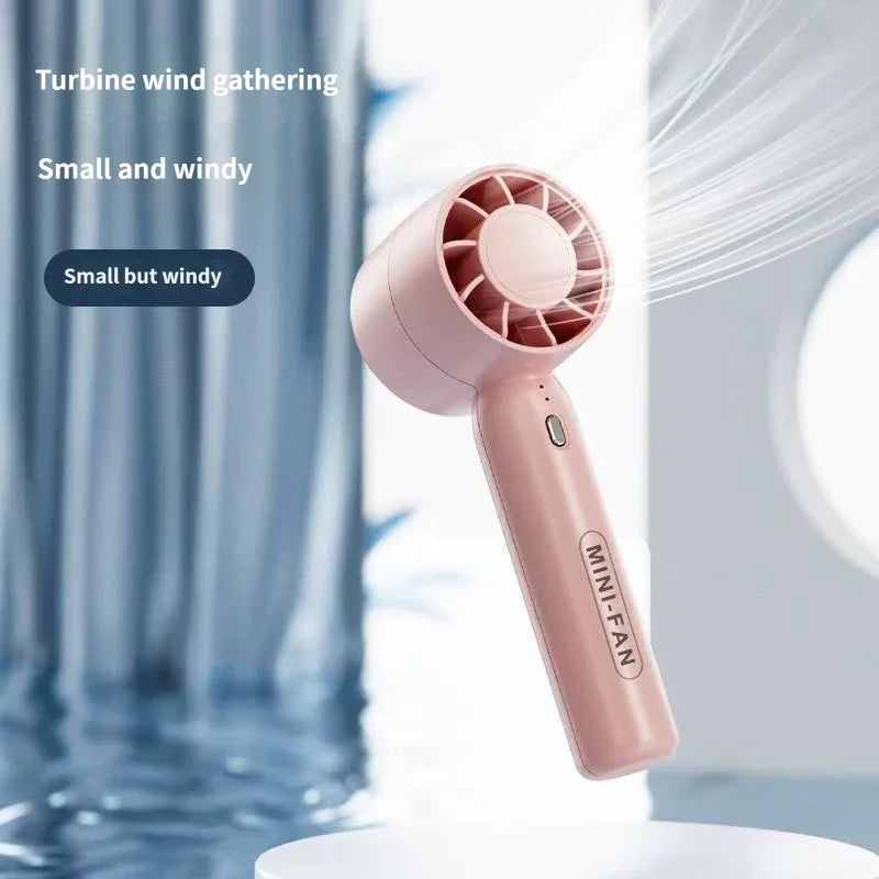 Summer Mini Handheld Fan USB Rechargeable Portable High-speed Motor Small Desktop Stand Turbo Fan for Travel Outdoor Activeity