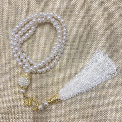 Muslim 99 Prayer Beads Tasbih Rosary Bracelet Islamic Misbaha Pearl Beads Tassel Necklace Ramadan Eid Jewelry for Women Men