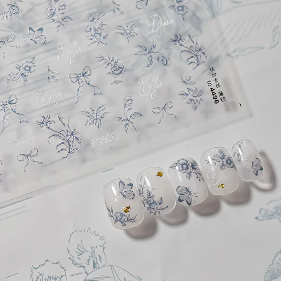 1pcs 5D Diamond Japanese White Lace Bow Nail Art Stickers Pearl Rhinestones Nail Decoration Adhesive Decals Slider DIY Accessory
