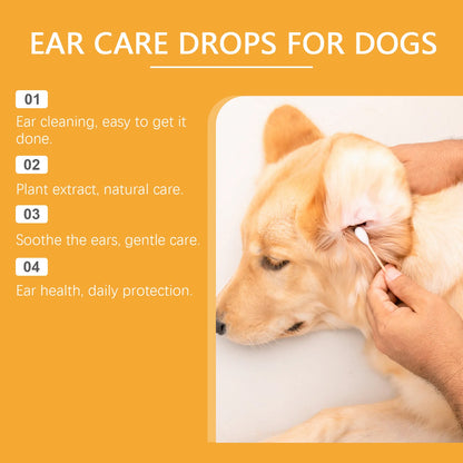 Yegbong Ear Care Drops for Dogs Pet Ear Cleaner Odor Control Dog Ear Care Soothing Ear Drops Deodorization Itchy Cleaning Liquid