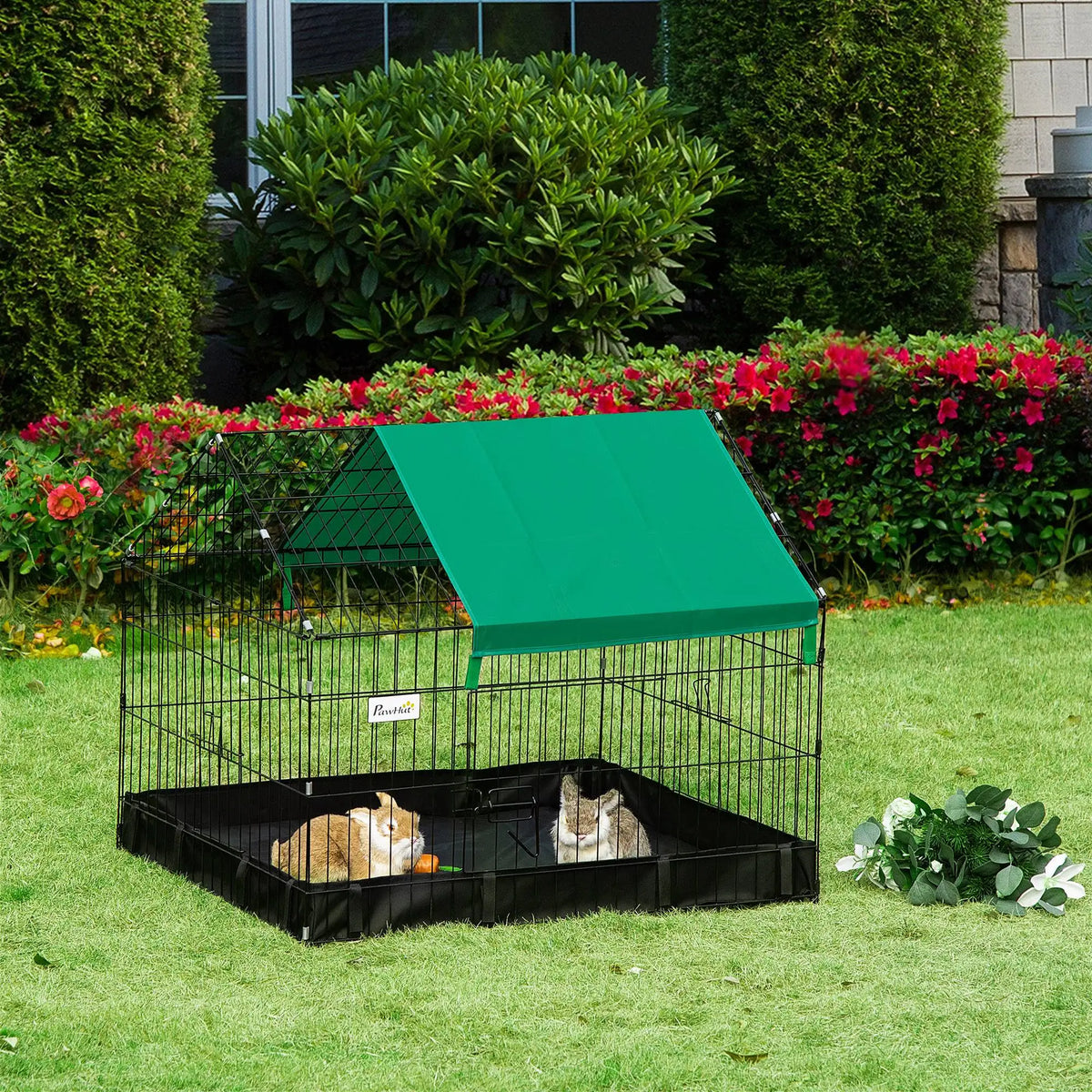 Rabbit Cage Enclosure for Small Animals Rodents Indoor Outdoor with Protective Cover Included 90x75x75 cm