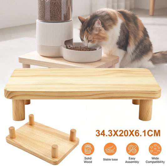 Elevated Cat Food Bowl Platform for Automatic Pet Feeders Raised Feeding Stand Pet Food Water Dispenser Platform for Cats Dogs Neck Protection Easy Assembly 34.3x20x6.1cm