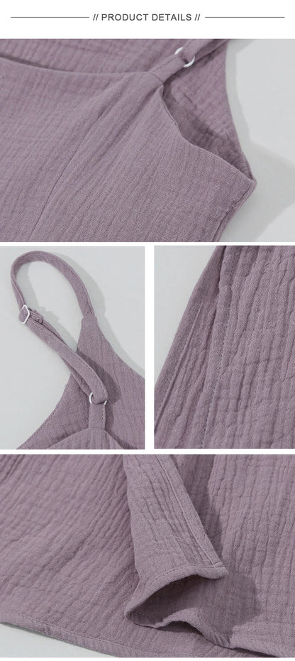 Casual Muslin 100% Cotton Gauze Dresse Summer Women's Loose Sleeveless Backless Streetwear Female Chic Dress Vestidos Long Robe