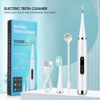 Electric Dental Scaler For Teeth Tartar Stain Tooth Calculus Remover Electric Teeth Plaque Cleaner Dental Stone Removal