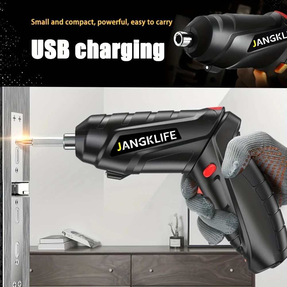 JANGKLIFE Electric Screwdriver Battery Rechargeable Cordless Screwdriver Powerful Impact Wireless Screwdriver Drill