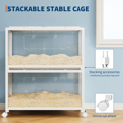 Large Assembled Hamster Cage with Wheels & Acrylic Panels, Small Animals Habitat for Guinea Pig, Gerbil,Mice,Pet Products