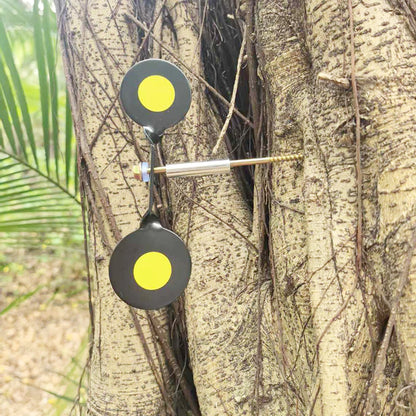Thickened 3mm indoor and outdoor slingshot shooting practice double-headed round target 360-degree rotating steel shooting targe