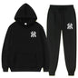 Men's running and fitness fashion casual sportswear set for autumn and winter, hooded sweatshirt + jogging pants two-piece set