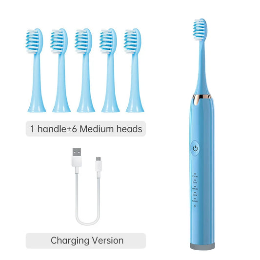 Tongwode Electric Sonic Toothbrush USB Rechargeable Waterproof Electronic Ultrasonic Whitening Tooth Brushes Replacement Heads