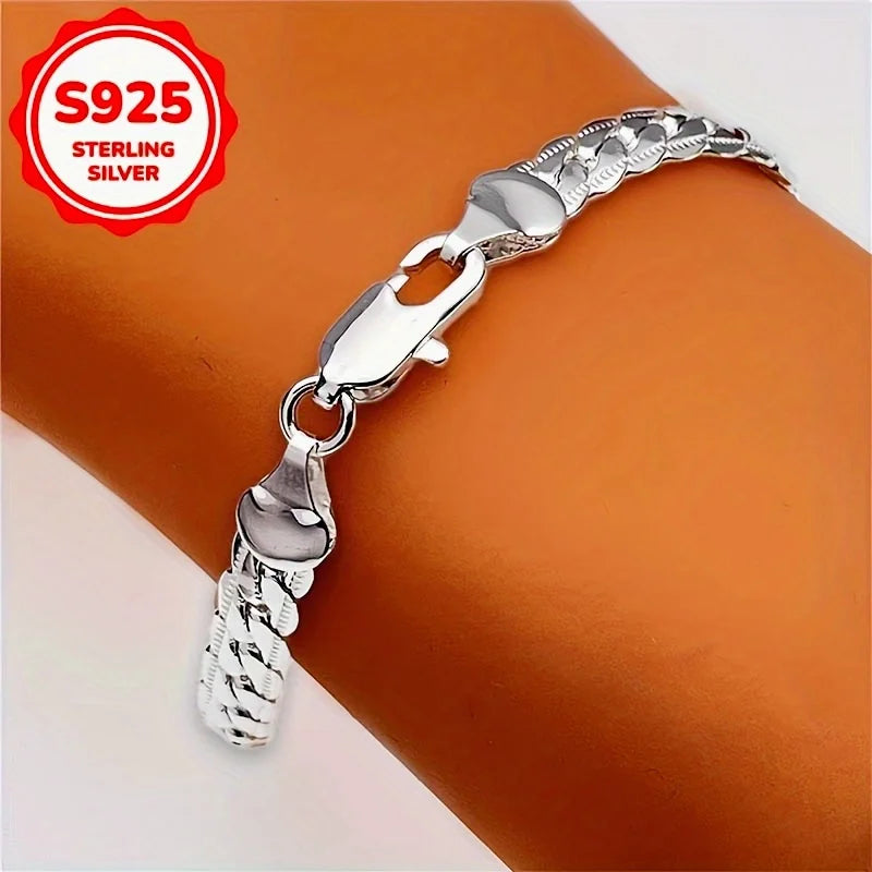 Hot cute 925 sterling Silver 5mm Cuban Chain Bracelet for women men lady men 20cm 8inch wedding party gift