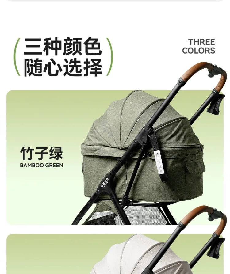 Large Space Detachable Pet Stroller One-Button Fold Portable Travel Cart for Dogs Cats