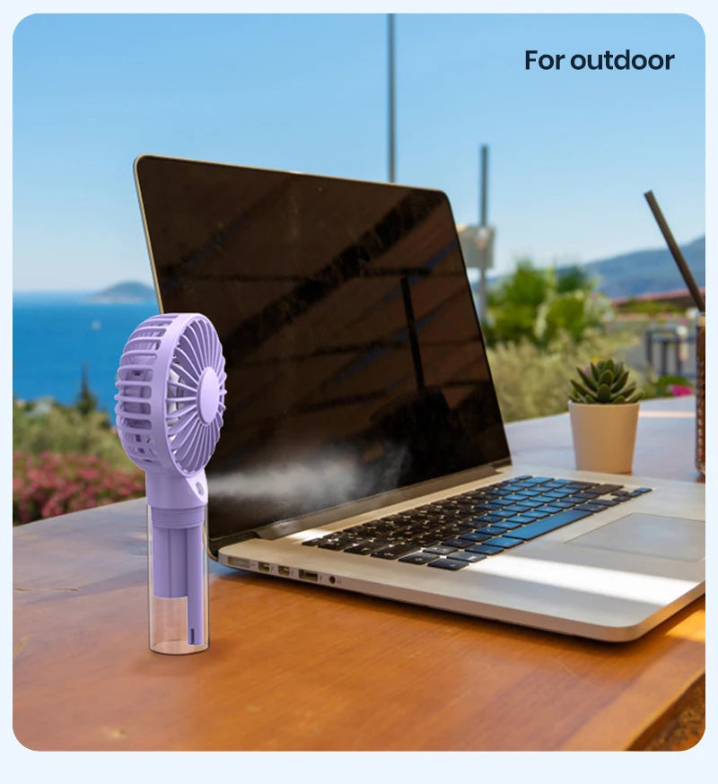 TOPK Mini Portable Fan with Water Mist,2000mAh Capacity& Humidifying Function for Summer Personal Electric Fan USB fans for Room