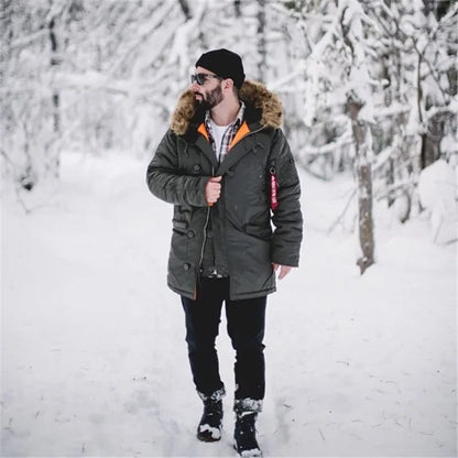Winter Puffer Men Long Parkas Coat Military Fur Hood Warm Tactical Jacket Pilot Jacket Army Korean Thick Parka