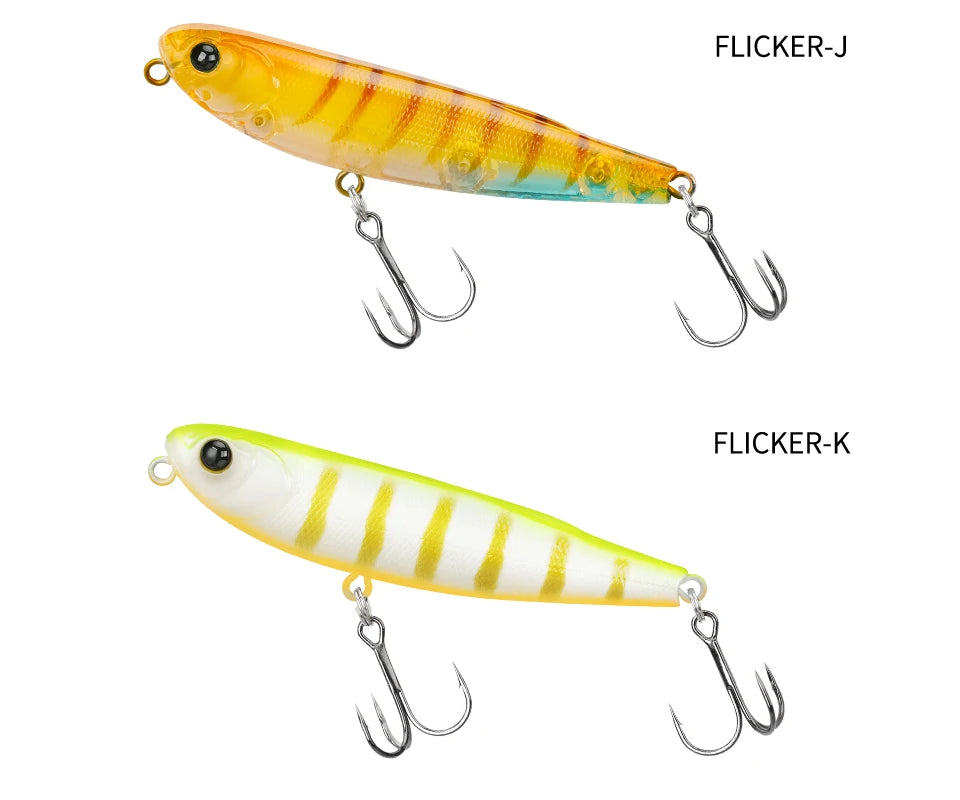 TSURINOYA FLICKER 70F Surface Fishing Lure Z Dog Floating Pencil 70mm 8.4g Chatter Artificial Hard Baits Trout Bass Pike Plug