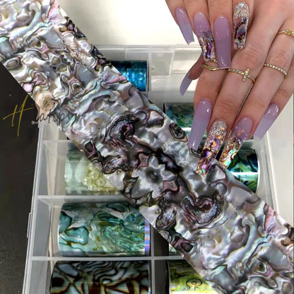 Nail Foils Gradient Transfer Foil Storage Box Nail Art Stickers Stripe Floral Manicure Decals Nails Decoration