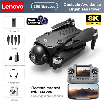 Lenovo D18 Drone 8K HD Dual Camera Aerial Intelligent Obstacle Avoidance Brushless Motor WIFI GPS Return Large Screen RC Drone