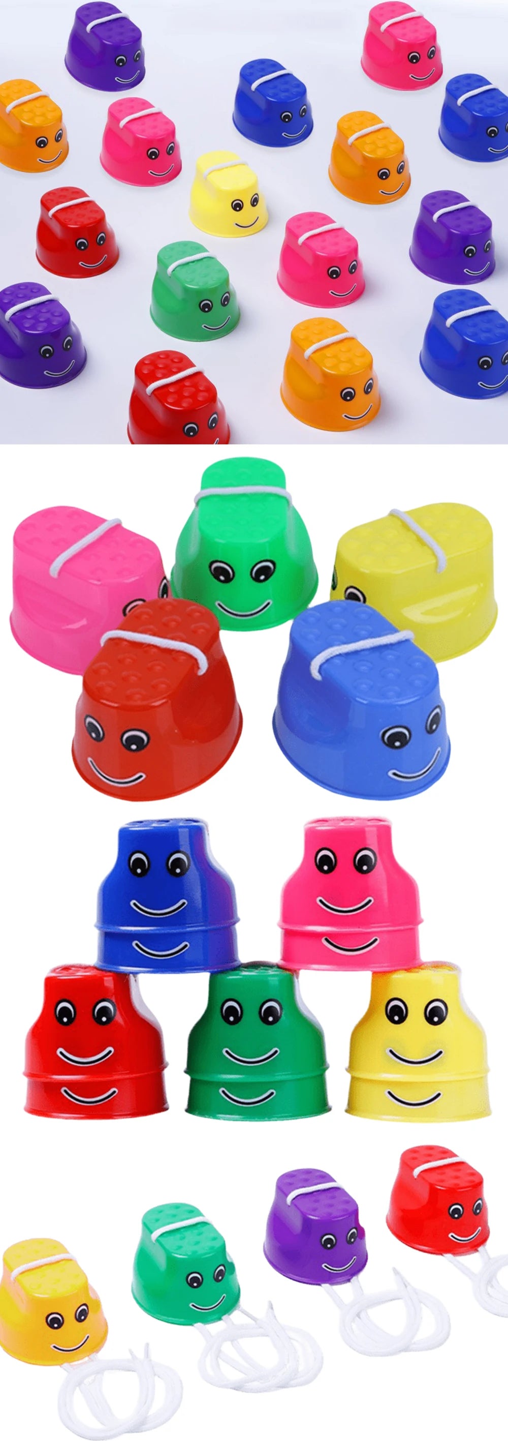 Colorful Smile Face Stilt Balance Training Walk Steppers Parent-Child Outdoor Exercise Educational Interactive Activity Prop ZYF