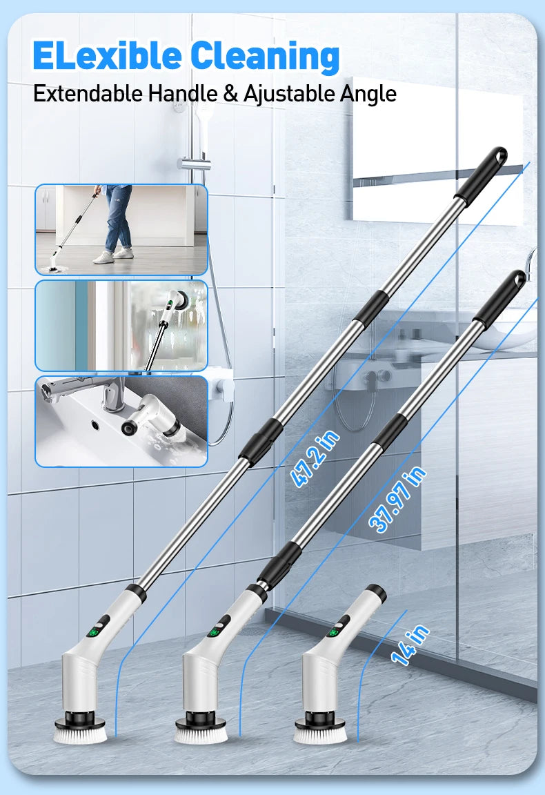 Electric cleaning brush, waterproof long-handle, multi-functional household floor brush, electric brush, floor scrubber