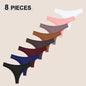 8Pcs/Set Cotton Seamless Thongs For Women Sexy Low Rise Solid Color Breathable Pantys Female Comfortable Soft G-String Underpant