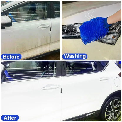 1/2PCS Chenille Plush Gloves for Car Cleaning Thickened Doublesided Car Cleaning Tools Ultrafine Fiber Car Washing Gloves
