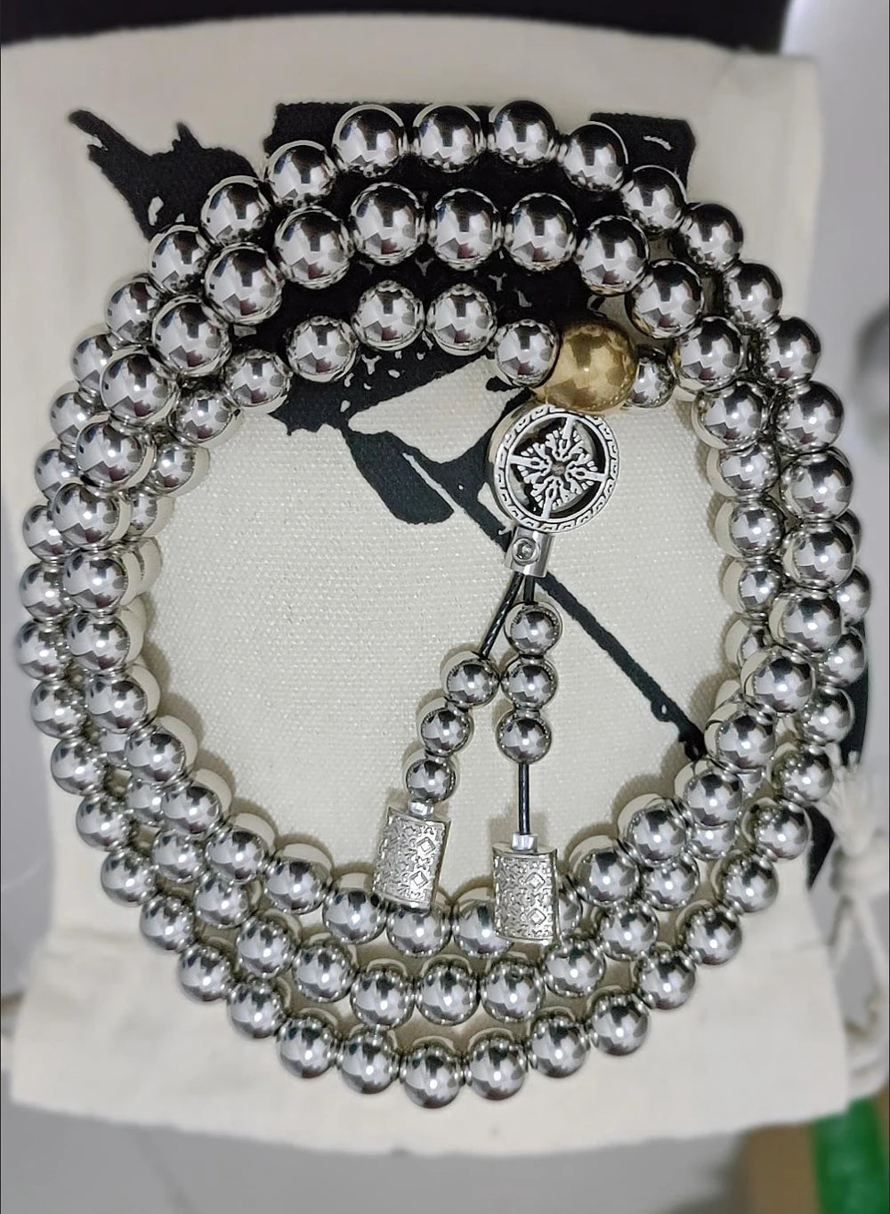 Titanium Steel Bracelet Necklace Chain Prayer Beads Self Defense Waist Faith Buddha Cross Pendant Mens Gadgets For Jewelry Gifts