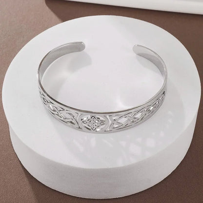 Witch Knot Cuff Bracelet Stainless Steel Pagan Witchcraft Symbol Magic Knot Good Luck Amulet Bangls Celtic Knot Jewelry