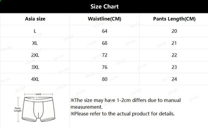 4pcs/set Men's Underwear Fashionable Boxer Antibacterial Comfortable Men Boxershorts Boys Thin Flat Corner Panties Aisan Size