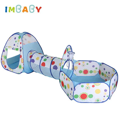 IMBABY 3 in 1 Ball Pool Folding Tent Tunnel for Children Ball Pit Playpen Crawling Tunnel Playground Corral Demgames Games Fence